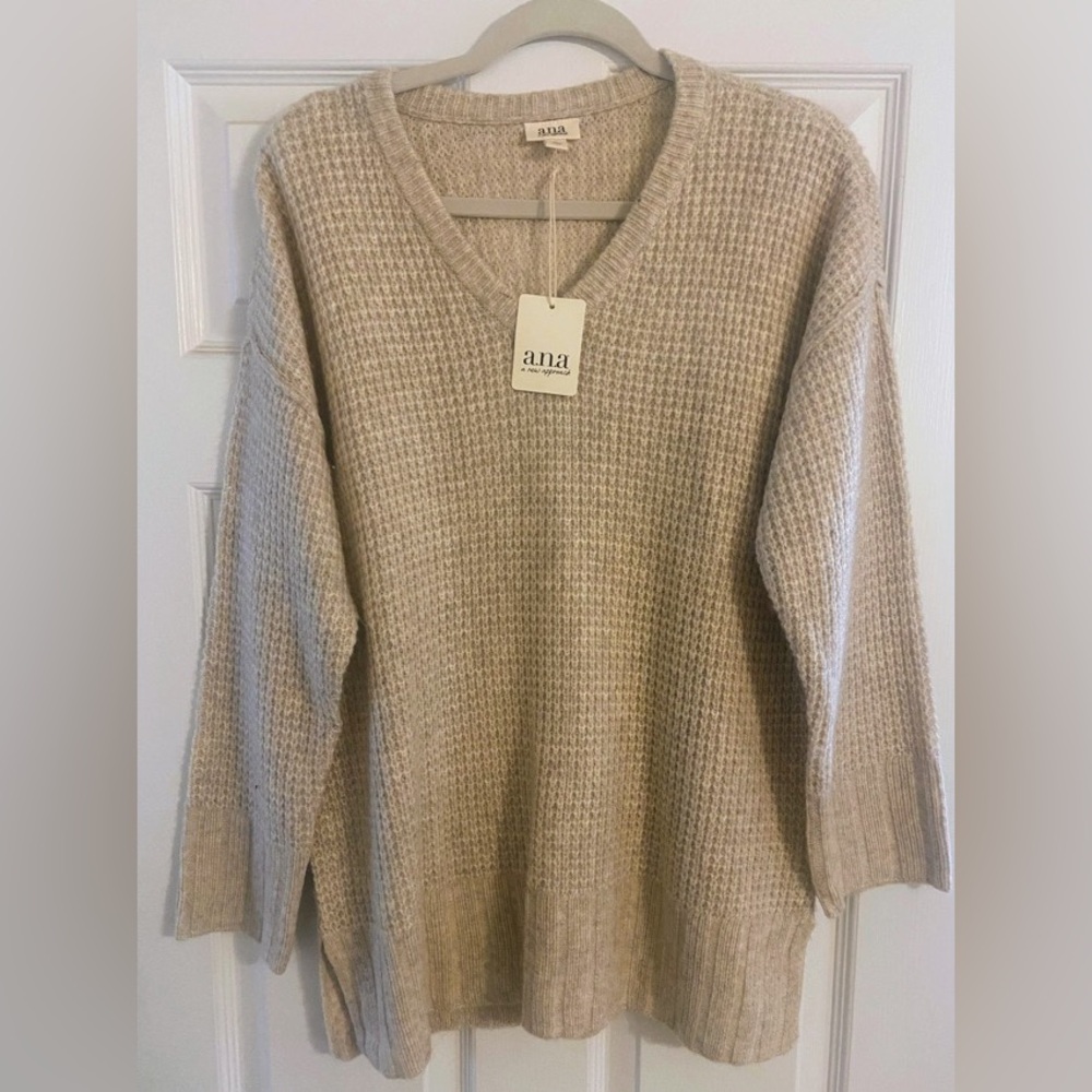 a.n.a Women's V-Neck Sweater in Beige
